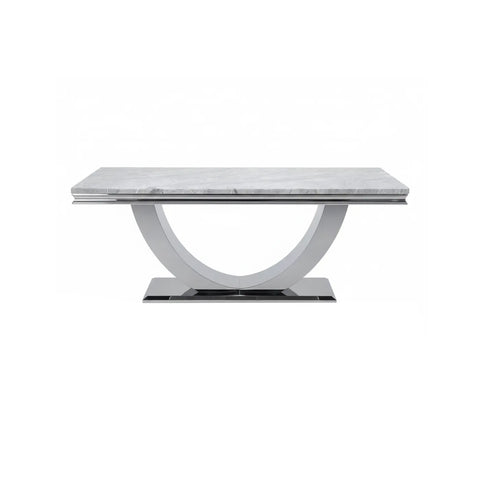 Bentley Light Grey Marble Coffee Table with Chrome Base - Pendle Village Furniture