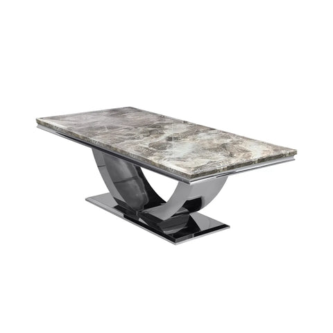 Bentley Mix Brown Marble Coffee Table with Chrome U - Base - Pendle Village Furniture