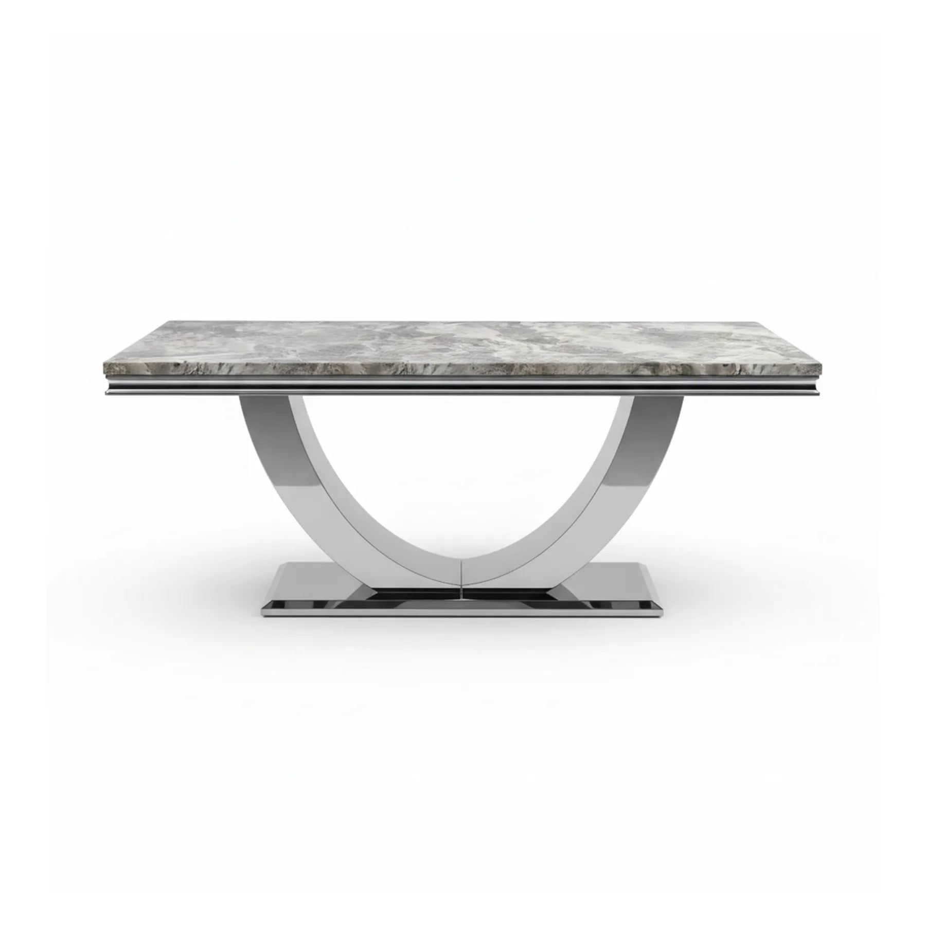 Bentley Mix Brown Marble Coffee Table with Chrome U - Base - Pendle Village Furniture