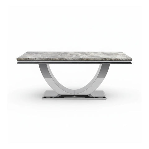Bentley Mix Brown Marble Coffee Table with Chrome U - Base - Pendle Village Furniture