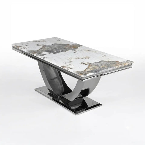 Bentley Venice Grey Marble Top Dining Table - Table shown in Pandora Marble 