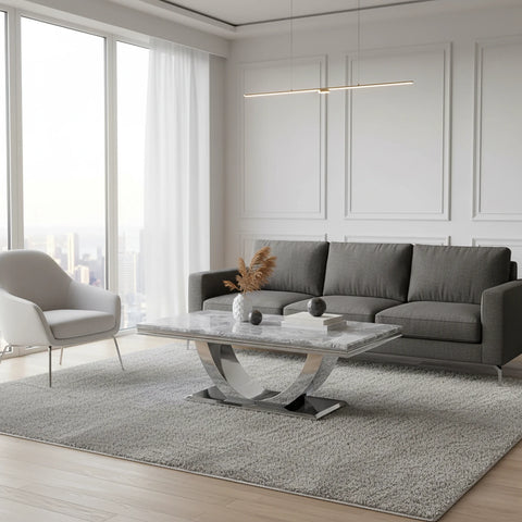 Bentley Venice Grey Marble Top Coffee Table - Pendle Village Furniture