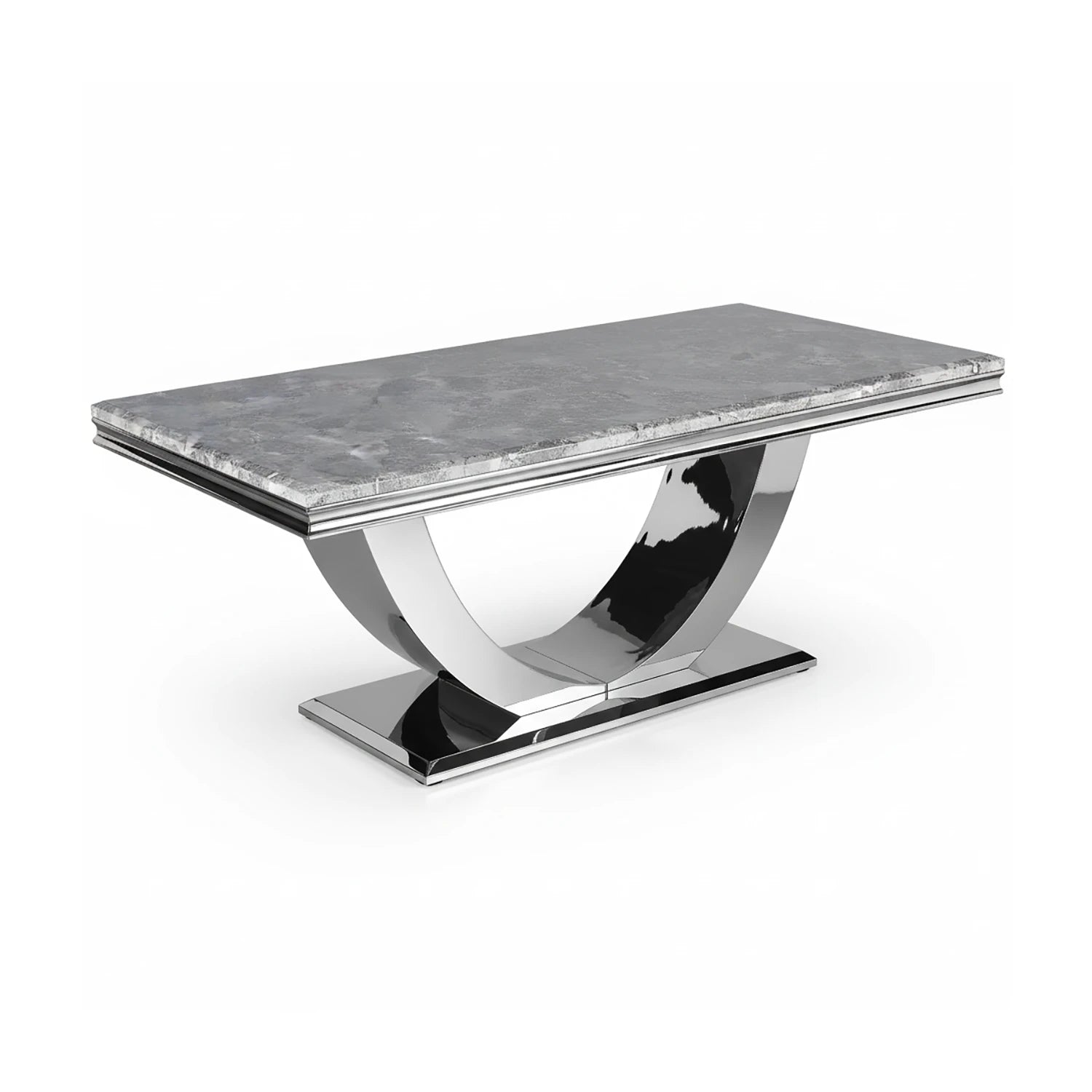 Bentley 1.8M Venice Grey Marble Dining Table with 6 Nelson Dark Grey Velvet Chairs - Pendle Village Furniture