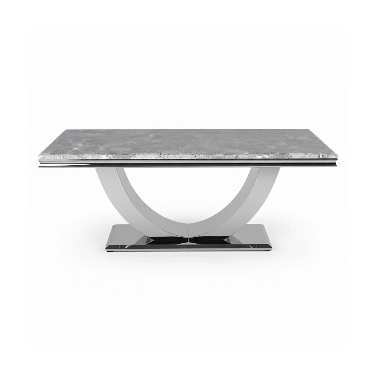 Front View of Bentley Venice Grey Marble Top Dining Table