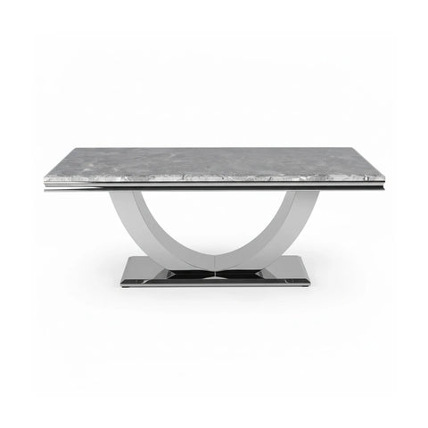 Front View of Bentley Venice Grey Marble Top Dining Table