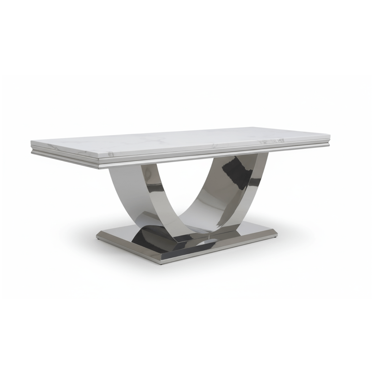 Bentley White Marble Coffee Table with Chrome Base - Pendle Village Furniture