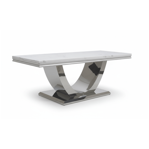 Bentley White Marble Coffee Table with Chrome Base - Pendle Village Furniture