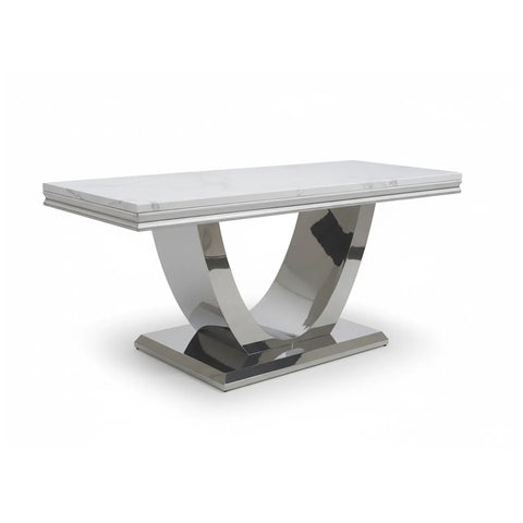 Bentley White or Light Grey Marble Dining Table with Lion Knocker Chairs - Pendle Village Furniture