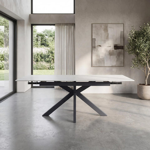 Bergen Ivory Sintered Stone Ceramic Extending Dining Table 120–180cm