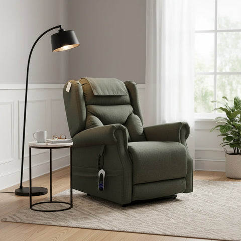 Berkshire Olive Dual or Quad Motor Lift & Tilt Recliner Chair - Pendle Village Furniture