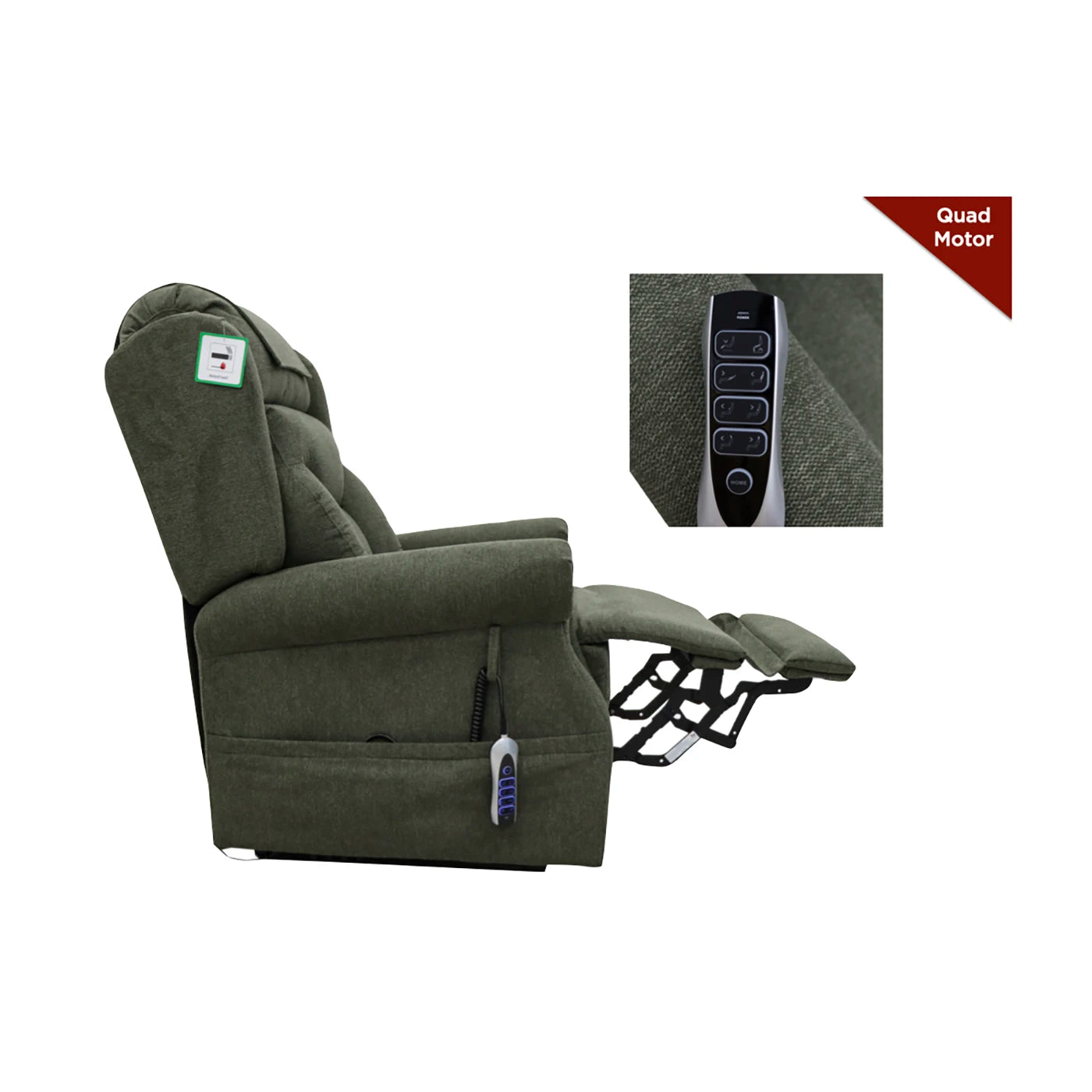 Berkshire Olive Dual or Quad Motor Lift & Tilt Recliner Chair - Pendle Village Furniture