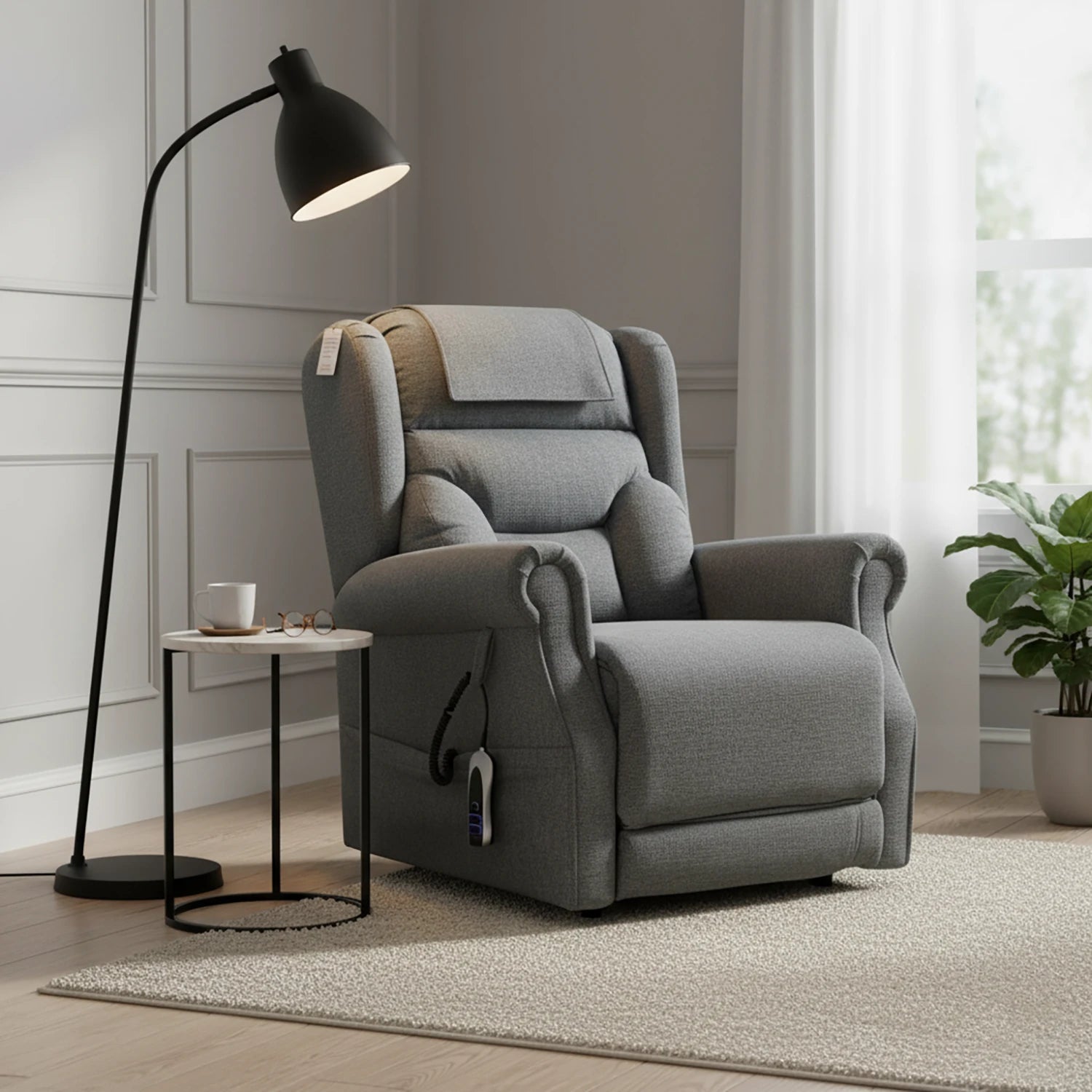 Berkshire Steel Grey Dual or Quad Motor Lift & Tilt Recliner Chair - Pendle Village Furniture