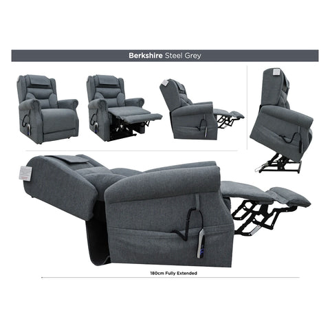 Berkshire Steel Grey Dual or Quad Motor Lift & Tilt Recliner Chair - Pendle Village Furniture