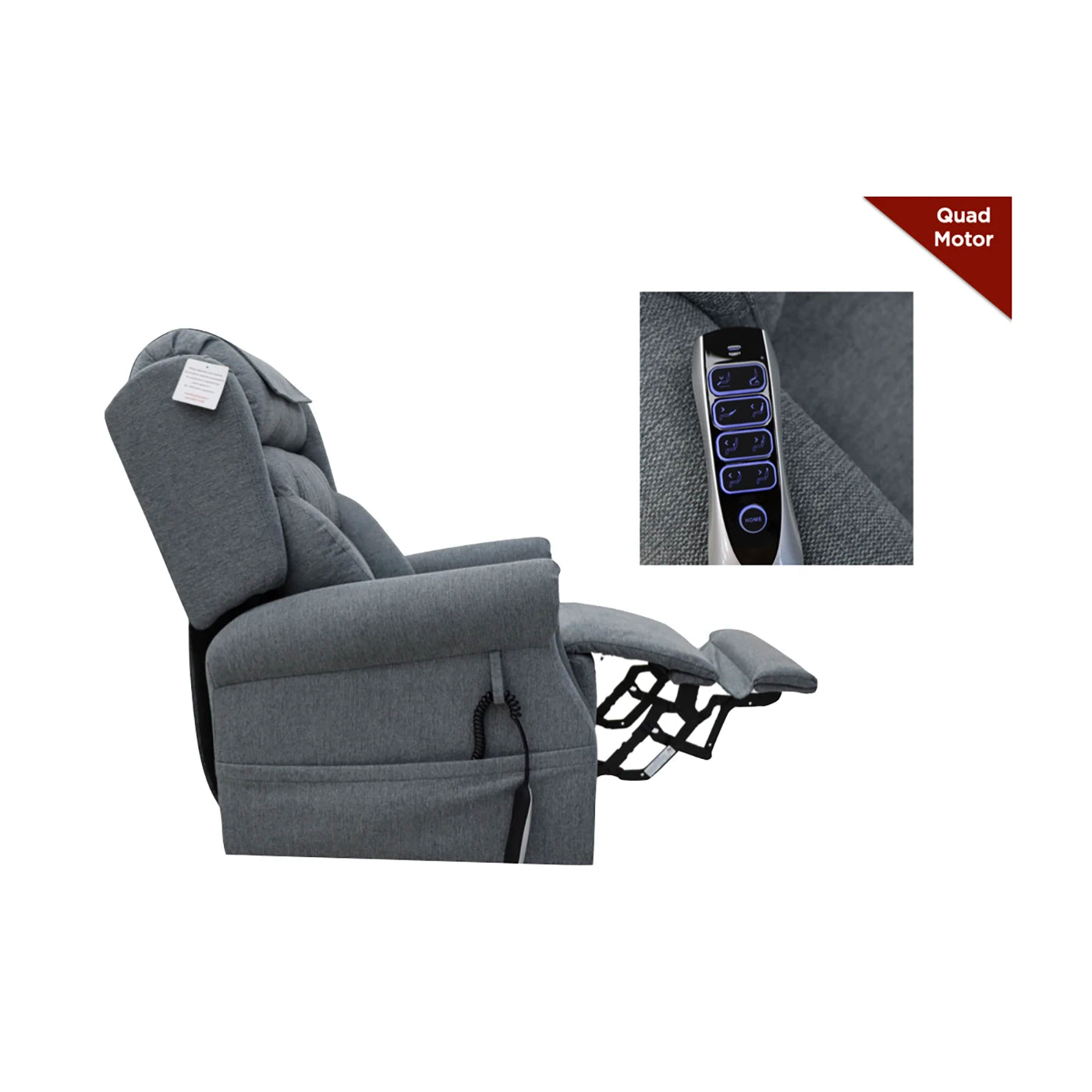 Berkshire Steel Grey Dual or Quad Motor Lift & Tilt Recliner Chair - Pendle Village Furniture