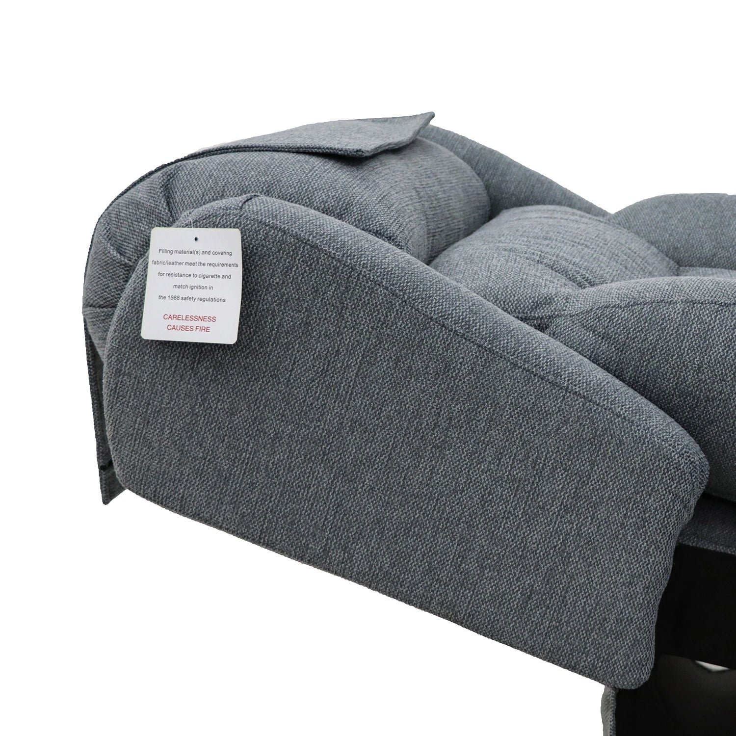 Close-up of a headrest of Berkshire Steel Grey Fabric Upholstered Premium Comfort Accessibility Rise & Recline Chair with Dual or Quad Motor