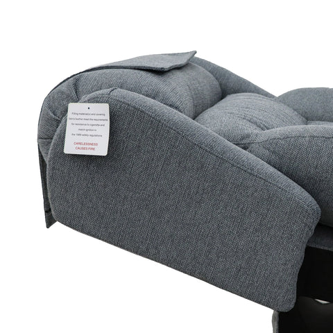 Close-up of a headrest of Berkshire Steel Grey Fabric Upholstered Premium Comfort Accessibility Rise & Recline Chair with Dual or Quad Motor