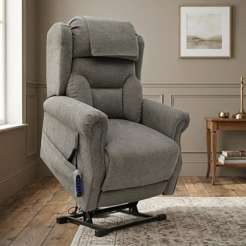 Berkshire Stone Fabric Upholstered Premium Comfort Accessibility Rise & Recline Chair with Dual or Quad Motor