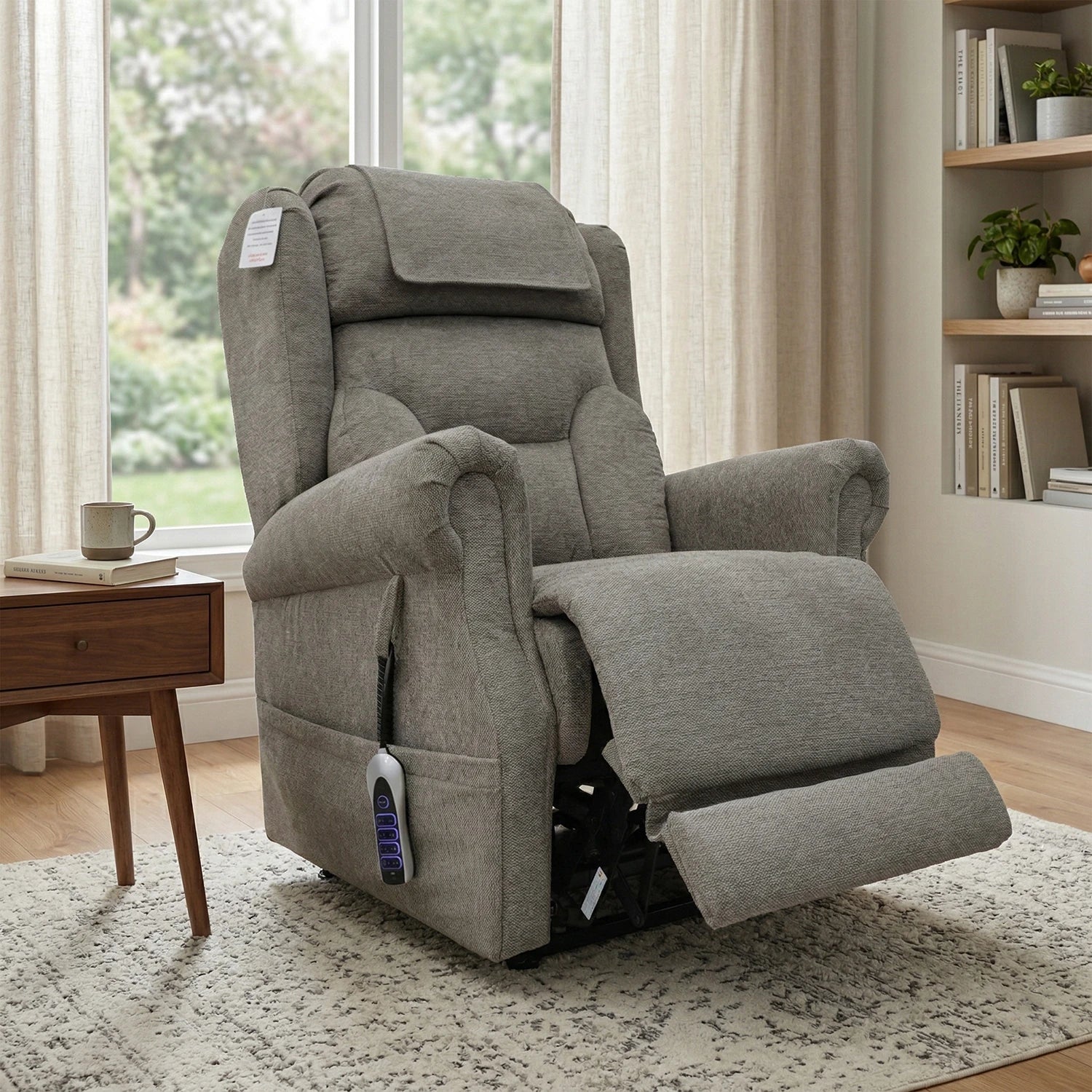 Berkshire Stone Fabric Upholstered Premium Comfort Accessibility Rise & Recline Chair with Dual or Quad Motor