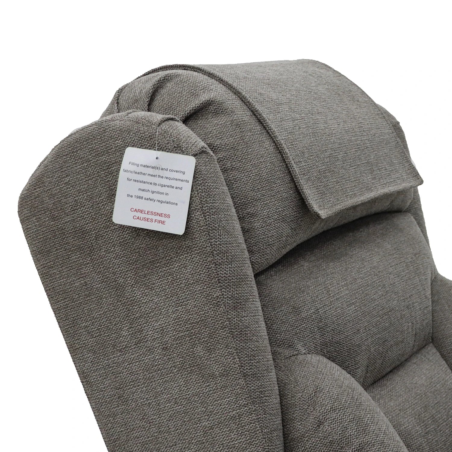 Close-up of side view of  Headrest of Berkshire Stone Fabric Upholstered Premium Comfort Accessibility Rise & Recline Chair with Dual or Quad Motor