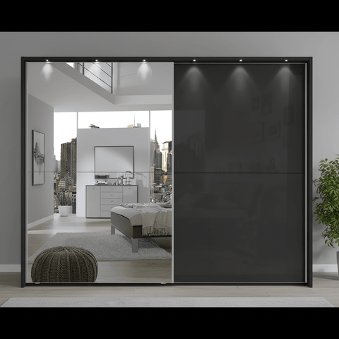 Wiemann Bristol Graphite Sliding Door Wardrobe With Mirror