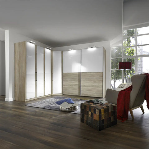 Bristol White  Corner Wardrobe with Sliding and Hinged Doors