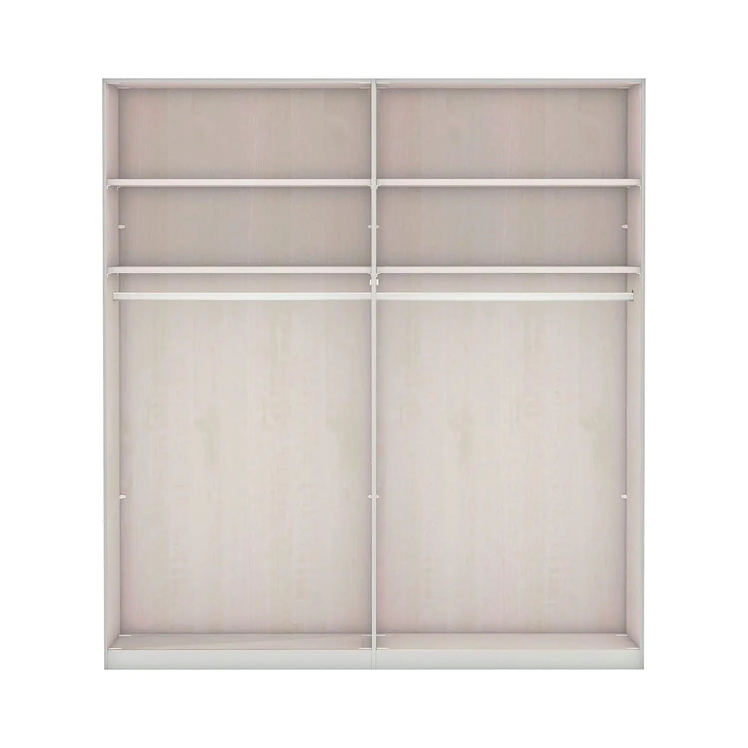 Torino 4 Door Hinged Oak and White Glass Wardrobe - Interior