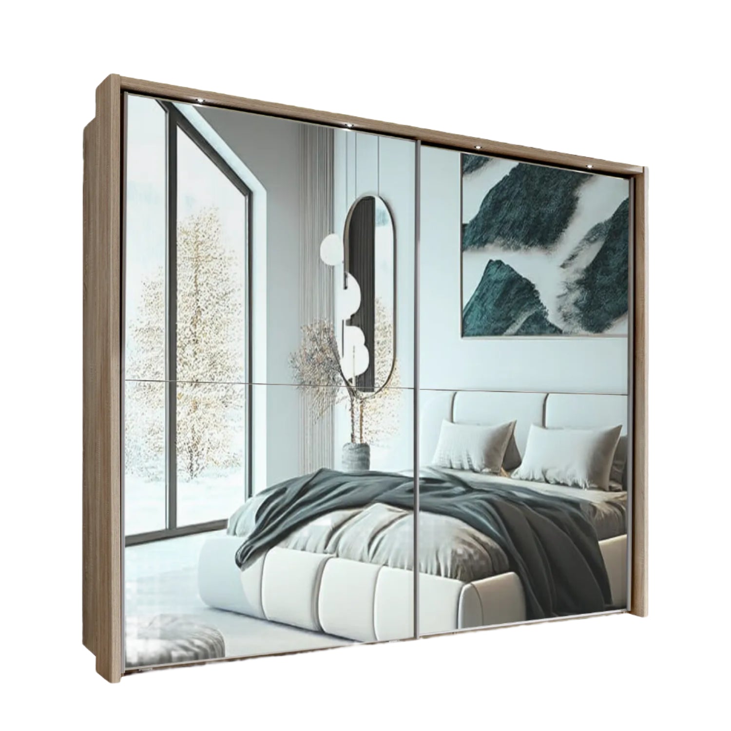 Wiemann Bristol Rustic Oak Mirrored Sliding Door Wardrobe, We will Deliver and assemble the wardrobe. Available in 4 Width Sizes 150cm, 200cm, 250cm and 300cm height is 217cm 
