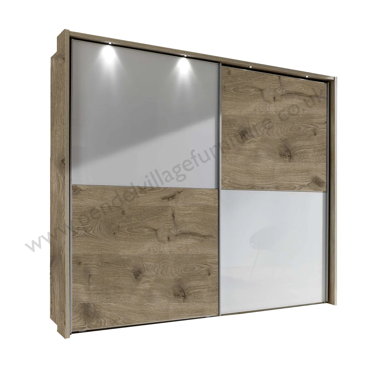 Wiemann Bristol Nordic Oak and White Sliding Door Wardrobe With Mirror, We will Deliver and assemble the wardrobe. Available in 4 Width Sizes 150cm, 200cm, 250cm and 300cm height is 217cm - Main Image 