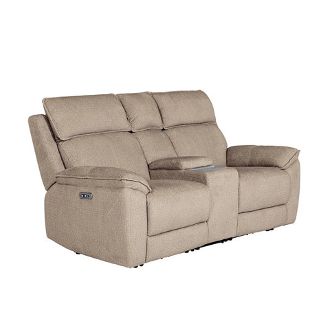 Bailey 2 Seater Electric Recliner Sofa with Console – Latte