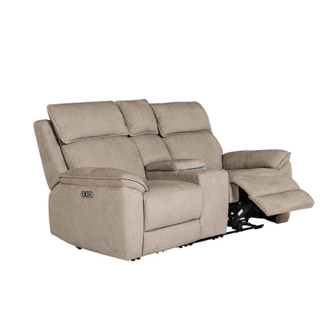 Bailey 2 Seater Electric Recliner Sofa with Console – Latte