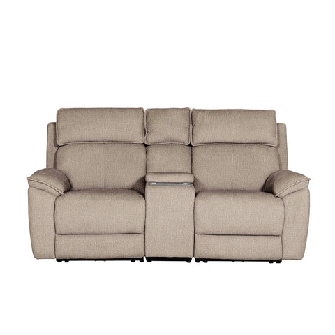 Bailey 2 Seater Electric Recliner Sofa with Console – Latte