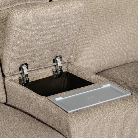 Bailey 2 Seater Electric Recliner Sofa with Console – Latte