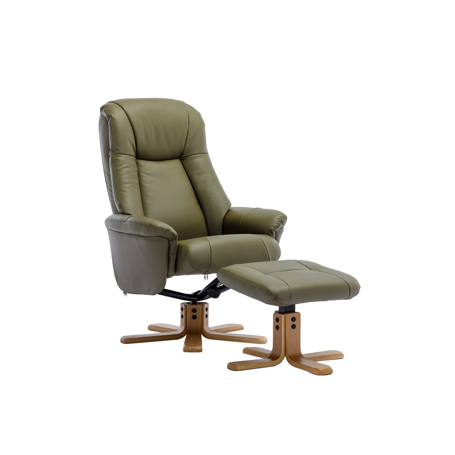 Bigelow Leather Match Swivel Recliner Chair with Footstool - Pendle Village Furniture
