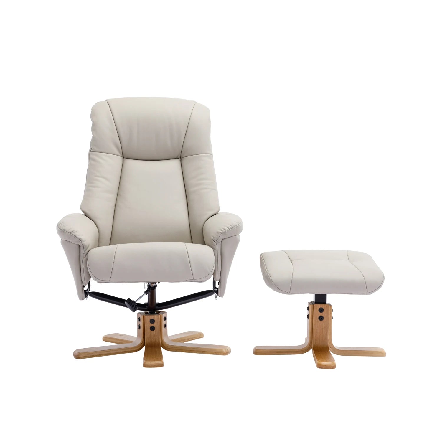 Bigelow Leather Match Swivel Recliner Chair with Footstool - Pendle Village Furniture