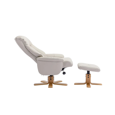 Bigelow Leather Match Swivel Recliner Chair with Footstool - Pendle Village Furniture