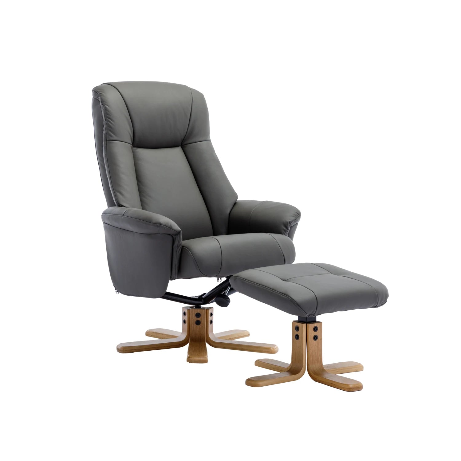 Bigelow Leather Match Swivel Recliner Chair with Footstool - Pendle Village Furniture