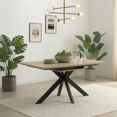 Bolton Distressed Oak Effect Extending Dining Table 140–180cm