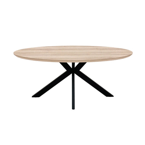 Bolton Distressed Oak Effect Oval Dining Table 180cm