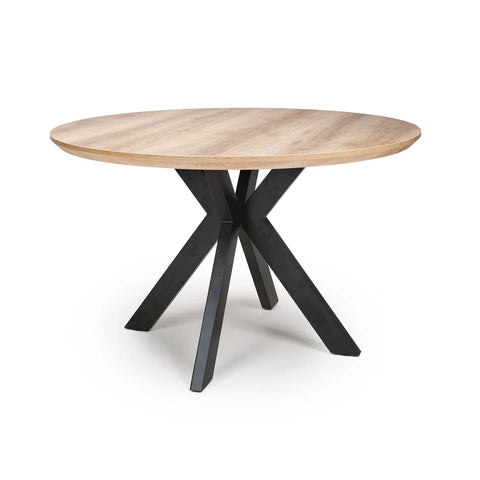 Bolton Distressed Oak Effect Round Dining Table 120cm
