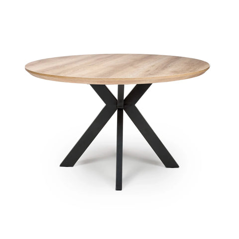 Bolton Distressed Oak Effect Round Dining Table 120cm