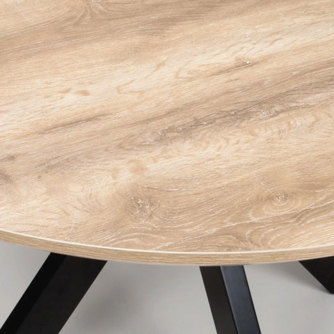 Bolton Distressed Oak Effect Round Dining Table 120cm