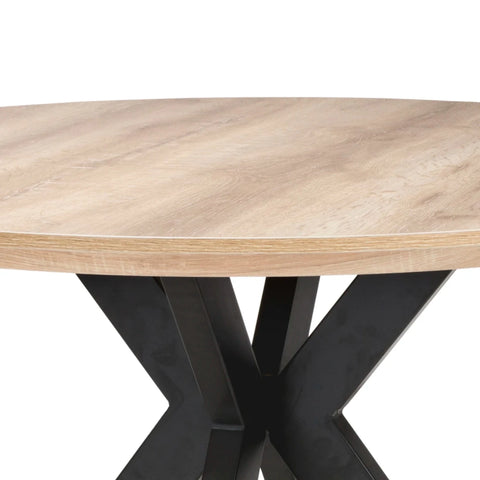 Bolton Distressed Oak Effect Round Dining Table 120cm