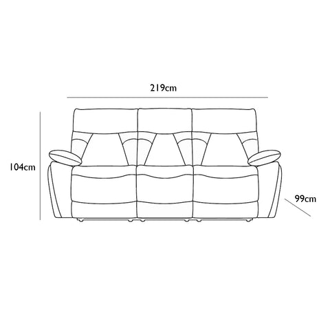 Bolton Electric Recliner Sofa Range - 3 Seater Dimensions