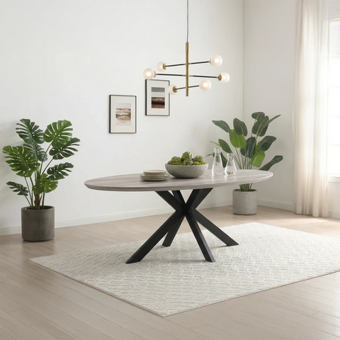Bolton Grey Oak Effect Oval Dining Table 180cm