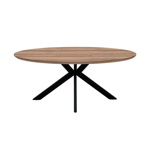Bolton Light Walnut Oak Effect Oval Dining Table 180cm