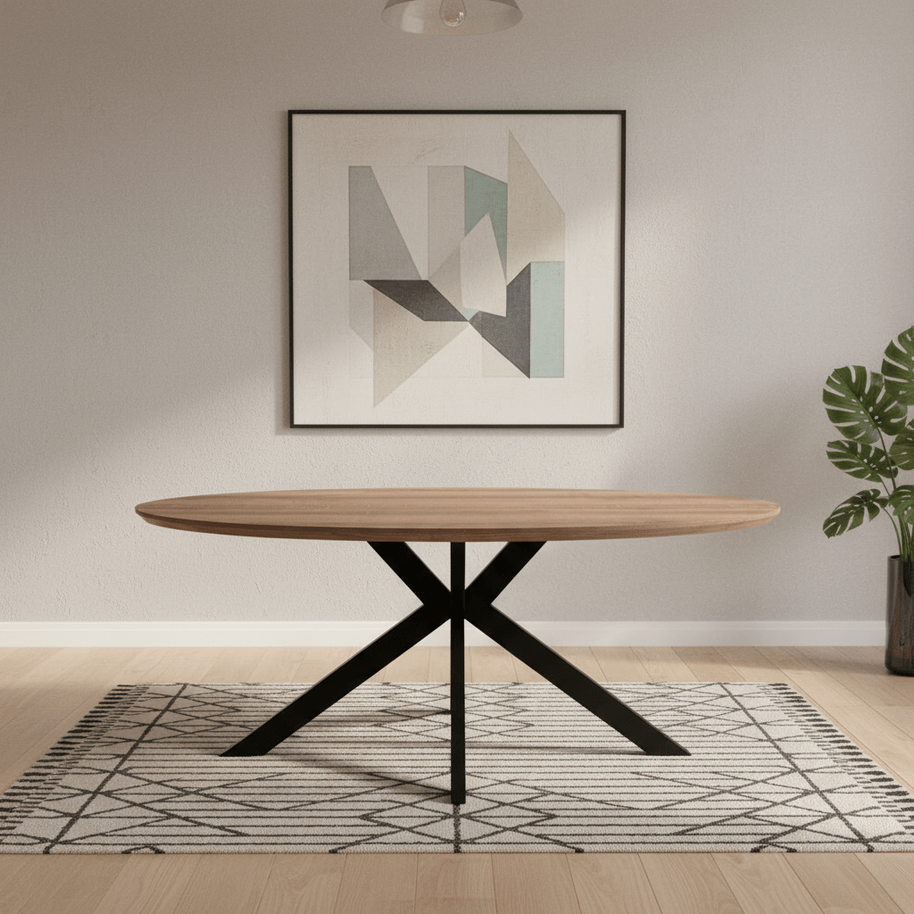 Bolton Light Walnut Oak Effect Oval Dining Table 180cm