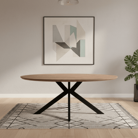 Bolton Light Walnut Oak Effect Oval Dining Table 180cm
