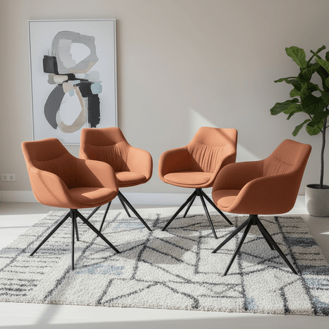 Bosley Carver Brick Fabric Set of 4 Dining Chairs