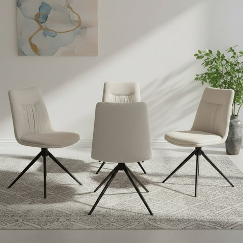 Bosley Natural Fabric Swivel Dining Chairs - Set of 4 - Pendle Village Furniture