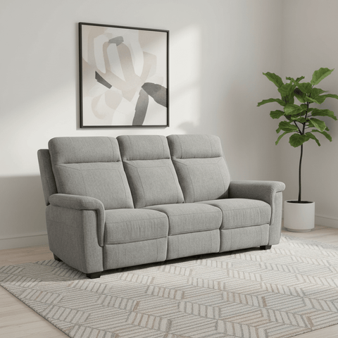 Bowen Grey Fabric 3 Seater Fixed Sofa